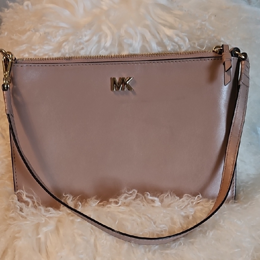 Michael Kors Pink Leather Crossbody Bag with Gold Hardware